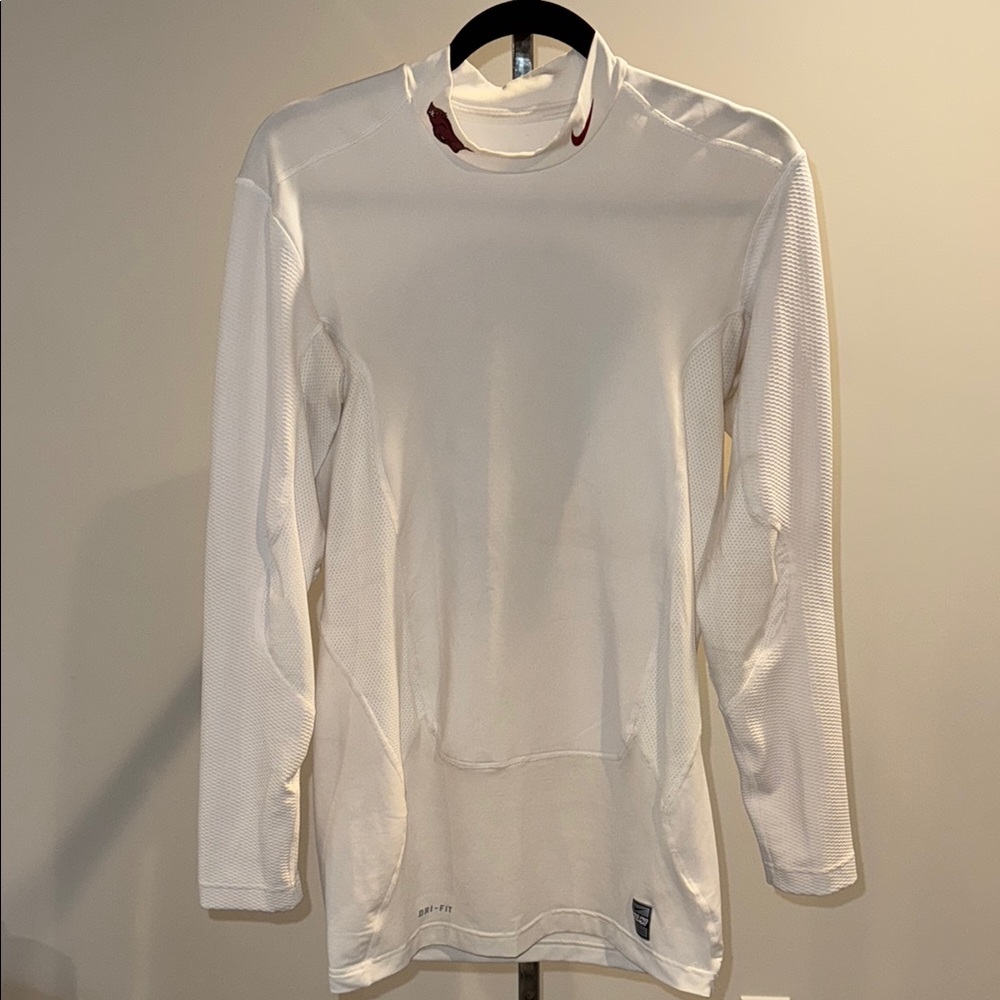 Nike Pro Combat, Arkansas Razorbacks Men's White Long Sleeve Shirt XL